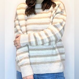 Striped tan and cream sweater (new & never worn)
